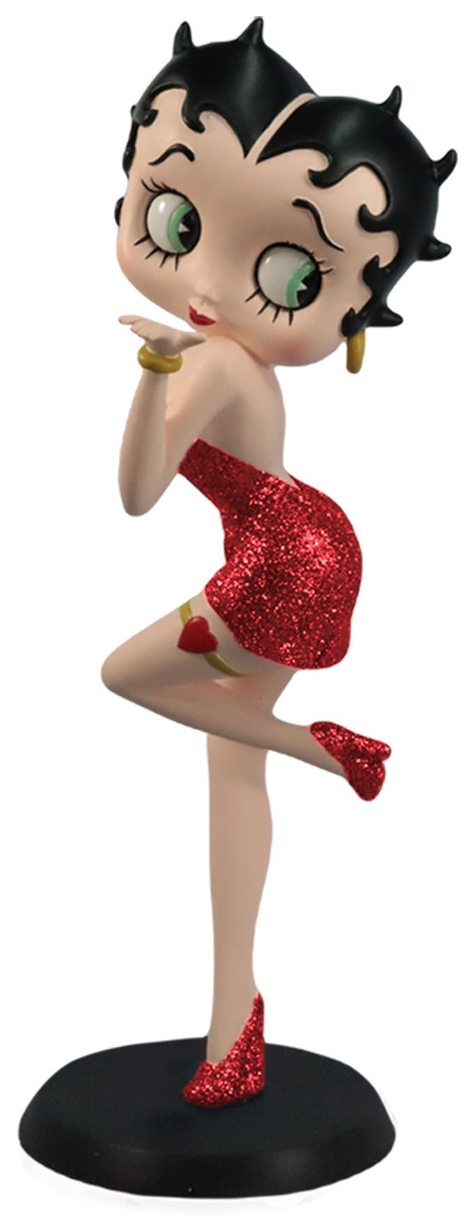 Betty Boop Figurine | Red Glitter Dress | Blowing Kiss