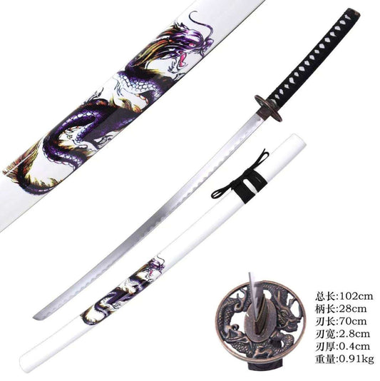 White Katana | Black & Purple Dragon | Samurai | Sword