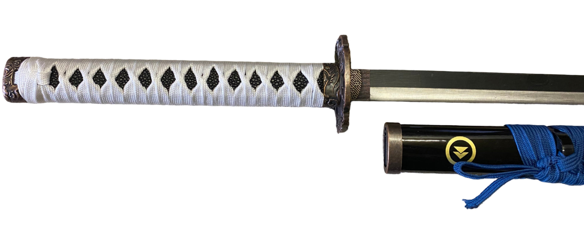Sword with a black sheath on a white background