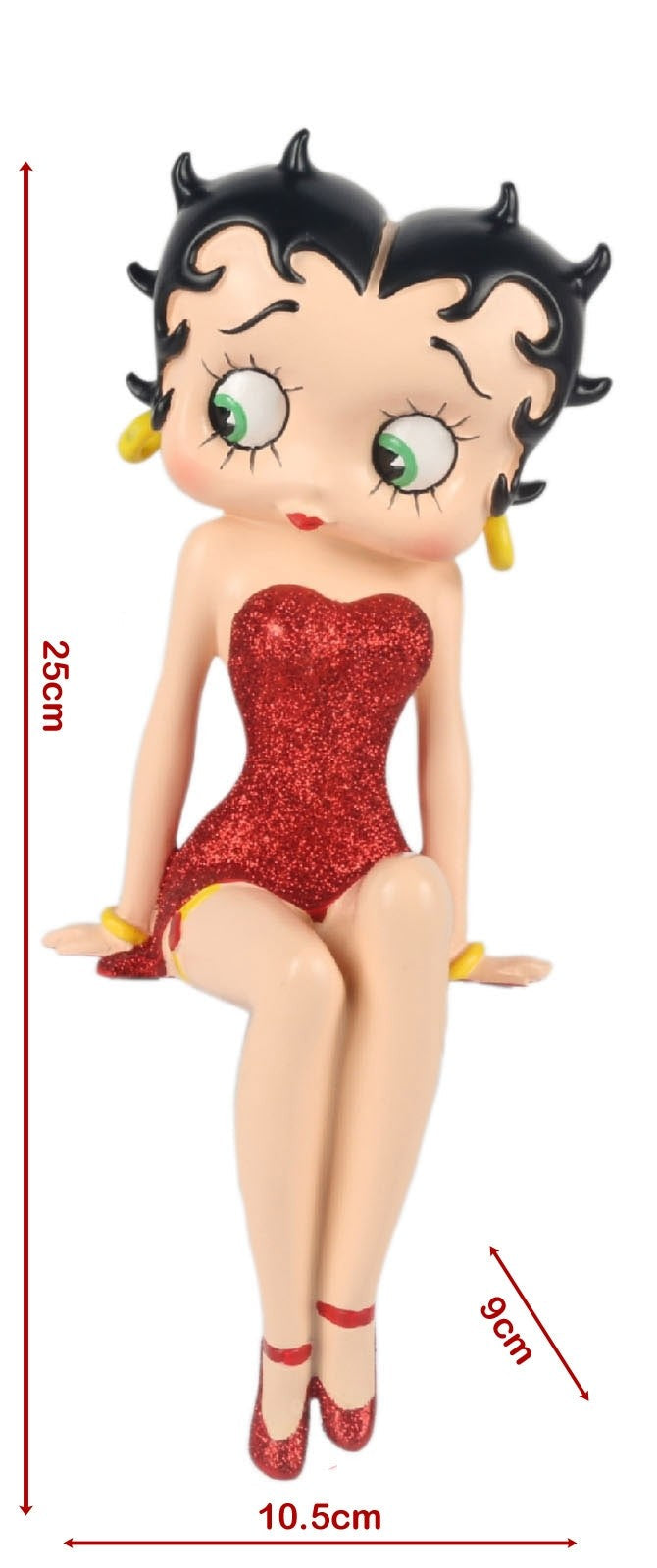 Betty Boop Figurine | Red Glitter Shelf Sitter