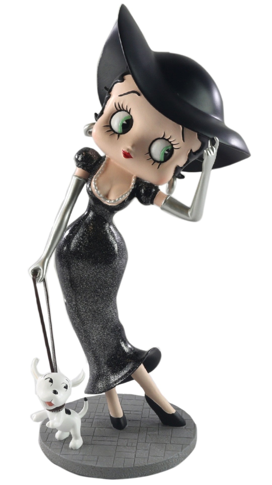 Betty Boop Figurine | Walking Pudgy Black Glitter Dress