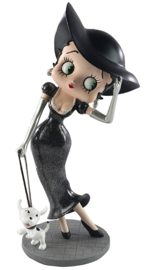 Betty Boop Figurine | Walking Pudgy Black Glitter Dress