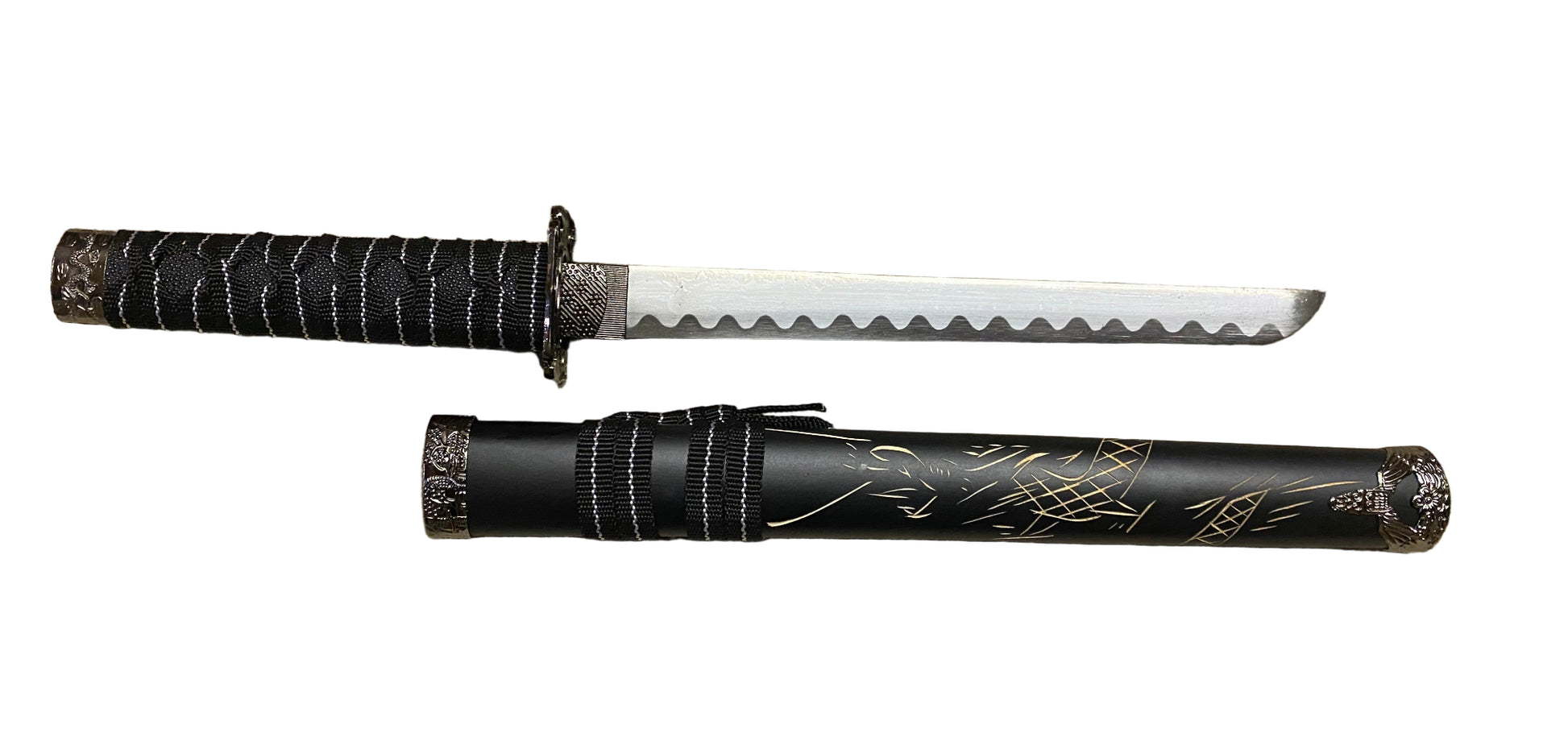 Sword with black sheath on a white background