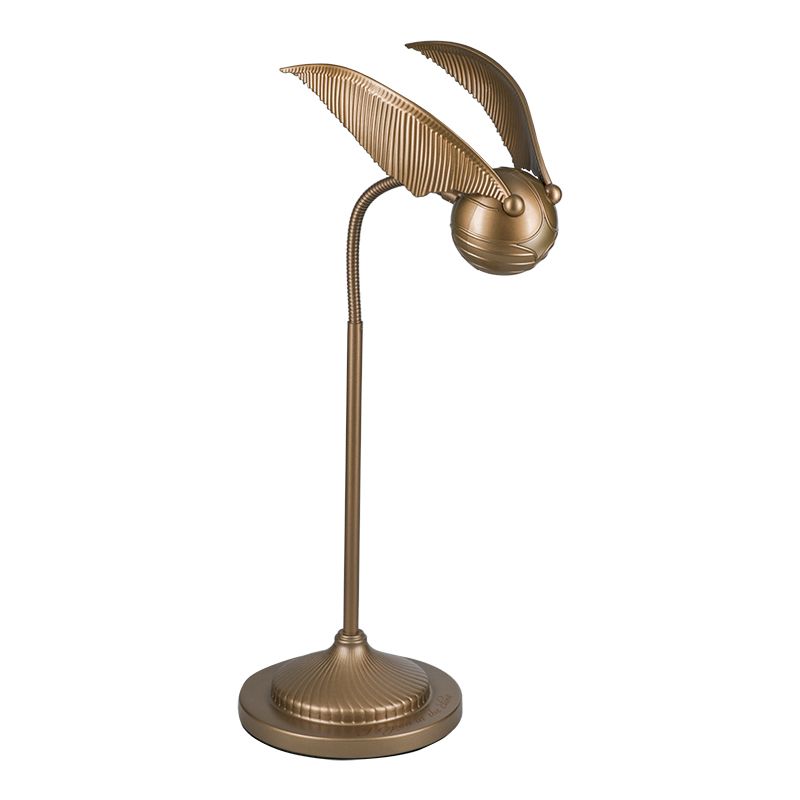 Bronze desk lamp with a bird-shaped finial on a white background