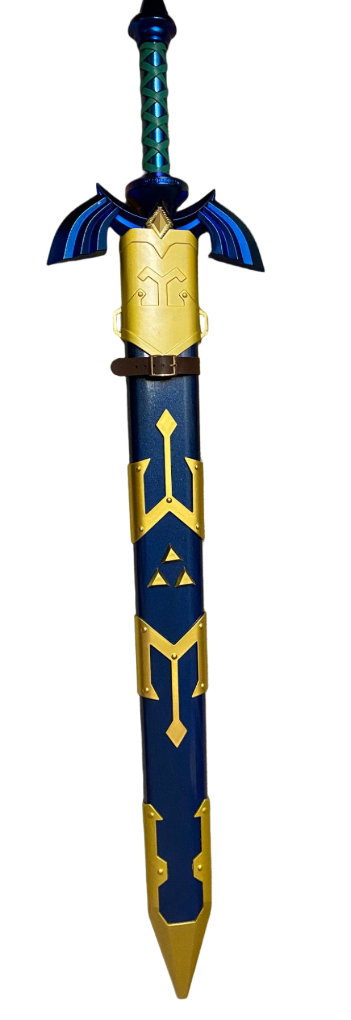 Decorative sword with blue and gold design on a Sword