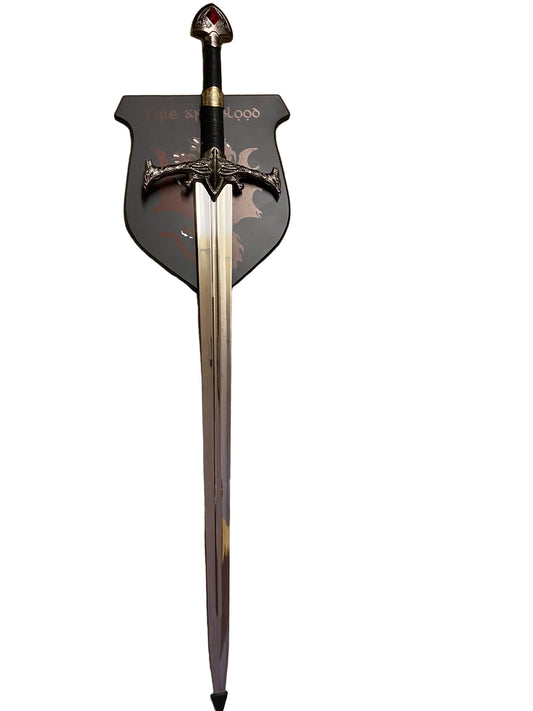 Decorative sword with a shield on a white background