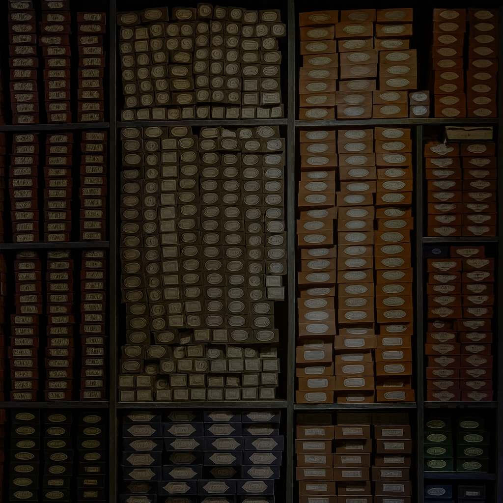 Harry Potter Wands - Boxes stacked on a shelf with no organisation