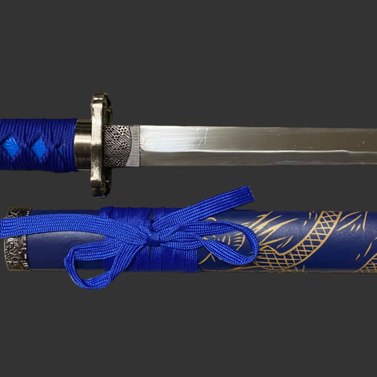 Sword with blue sheath on a black background