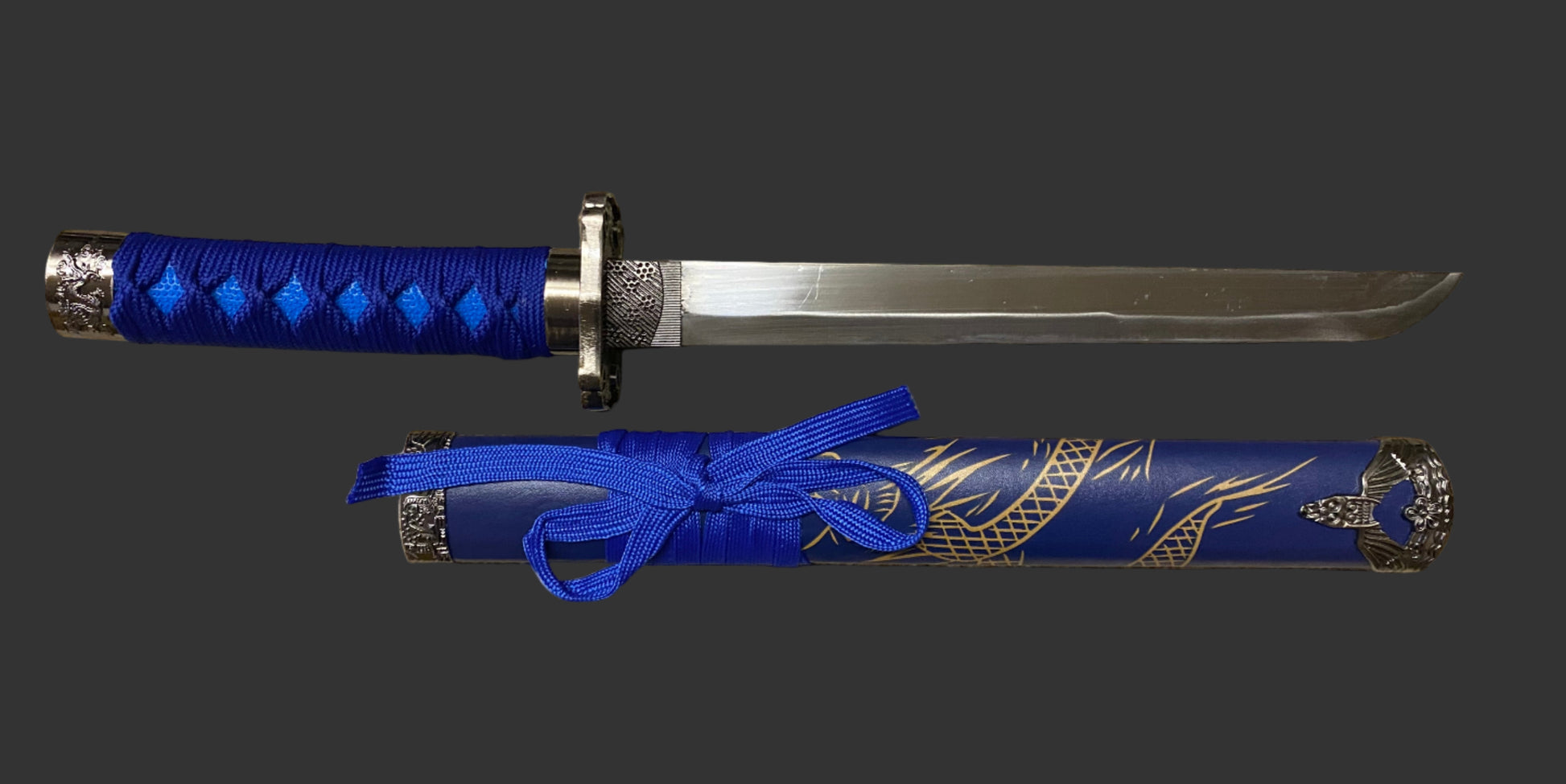 Sword with blue sheath on a black background