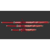Set of red swords with decorative handles on a dark background