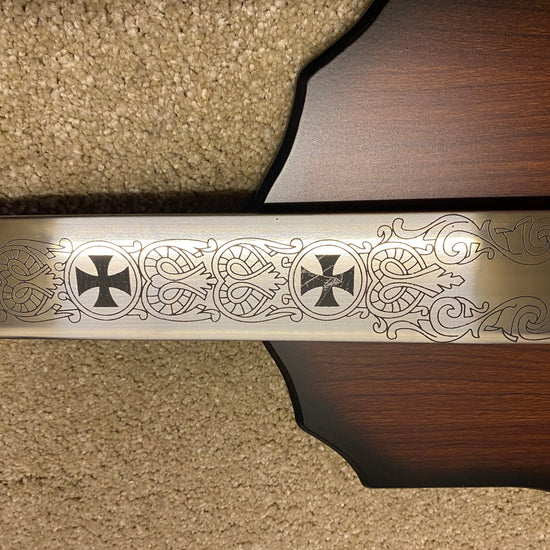 Close-up of a Sword with engraved design 