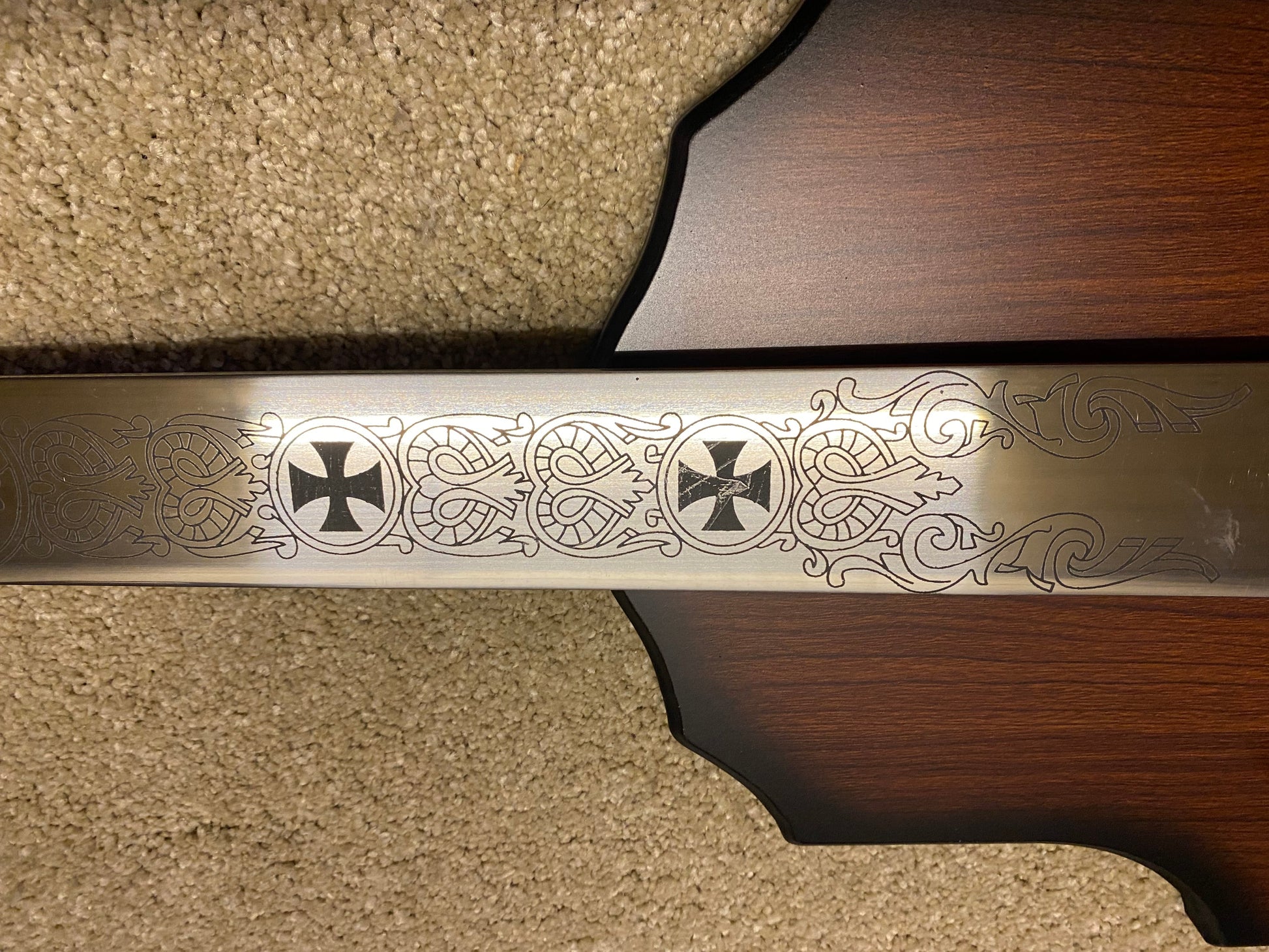 Close-up of a Sword with engraved design 