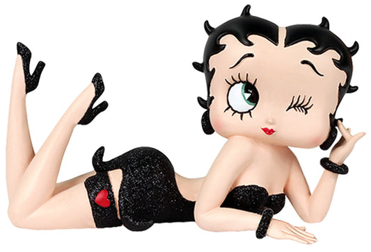 Betty Boop Figurine | Black Glitter Lying Down NEW 2025