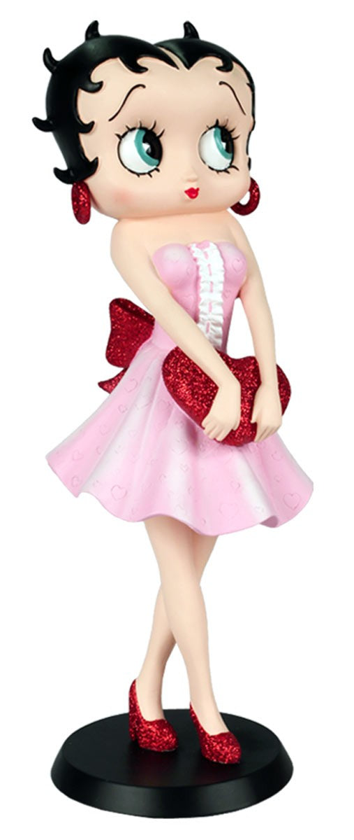 Betty Boop Figurine | Holding Red Heart | Pink Dress