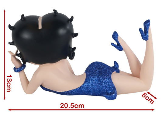 Betty Boop Figurine | Blue Glitter | Lying | PRE-ORDER