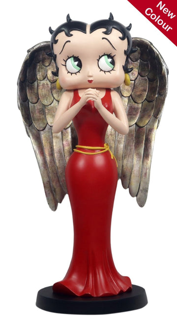 Betty Angel in Red Robe with Antique Gold Wings Figurine