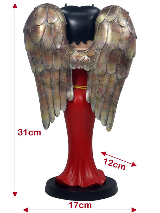 Betty Angel in Red Robe with Antique Gold Wings Figurine