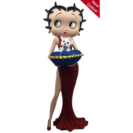 Betty Boop With Blue Glitter Pillow Box (Red Dress) Figurine