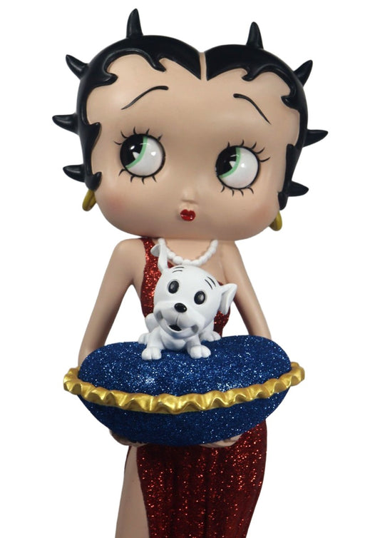 Betty Boop With Blue Glitter Pillow Box (Red Dress) Figurine