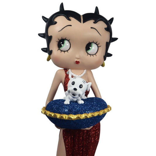 Betty Boop With Blue Glitter Pillow Box (Red Dress) Figurine