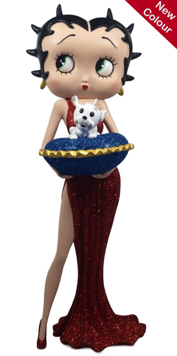 Betty Boop With Blue Glitter Pillow Box (Red Dress) Figurine