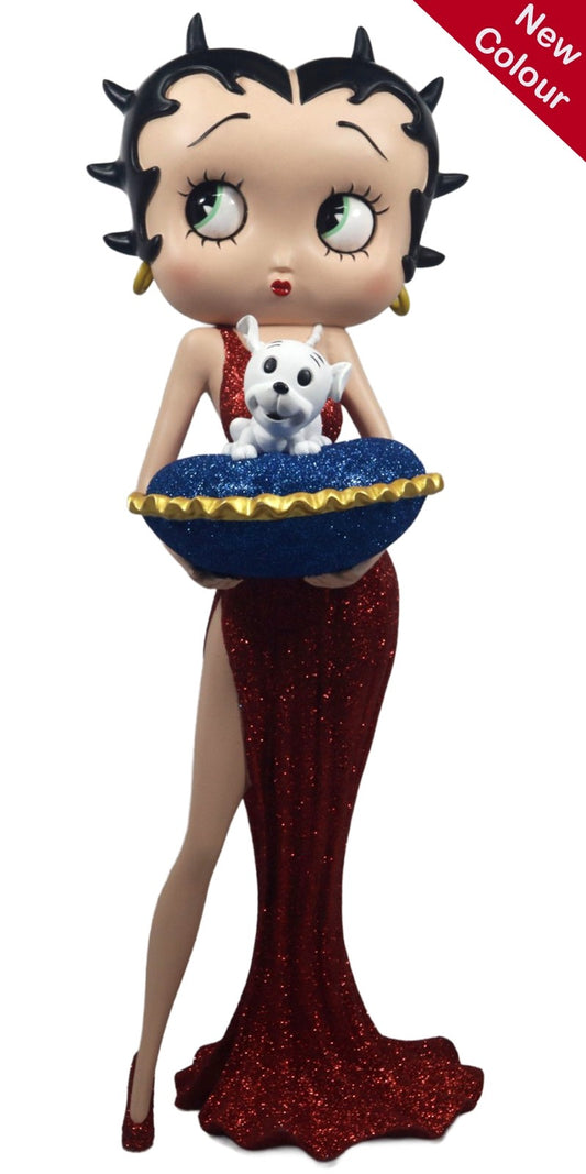 Betty Boop With Blue Glitter Pillow Box (Red Dress) Figurine