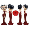 Betty Boop Holding Flowers Red Glitter Dress Figurine