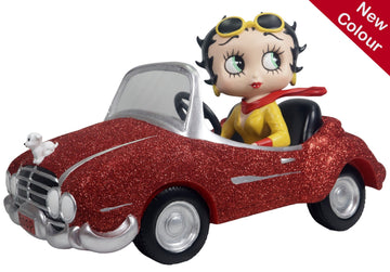 Betty Boop In Motor Car - Red Glitter Figurine