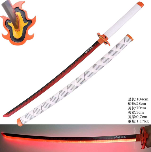 Kyojuro Rengoku Nichirin | Demon Slayer | Metal | Light Up | Katana Sword