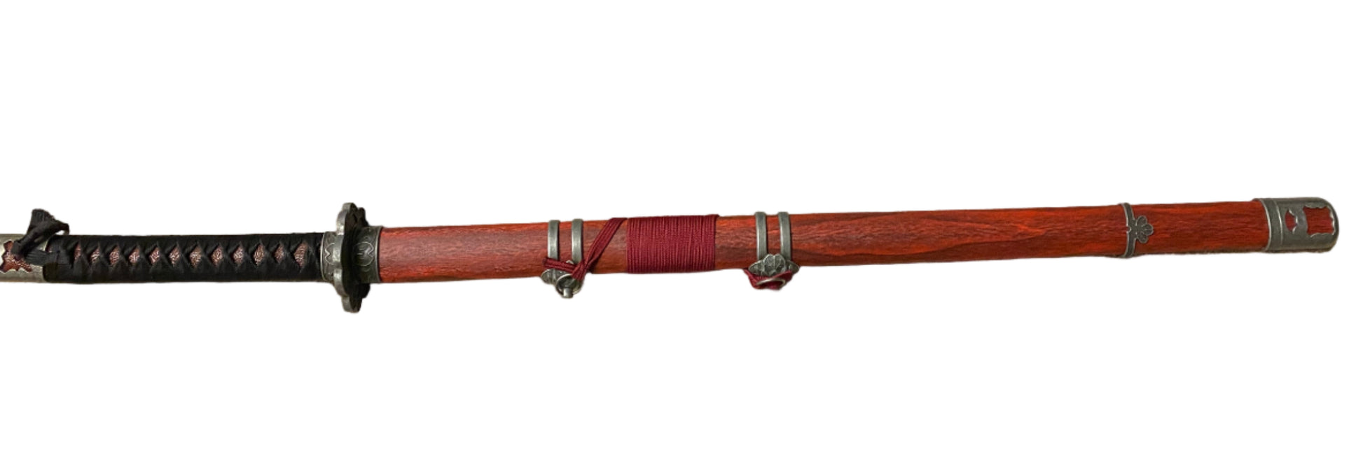 Red sword with a black blade on a white background