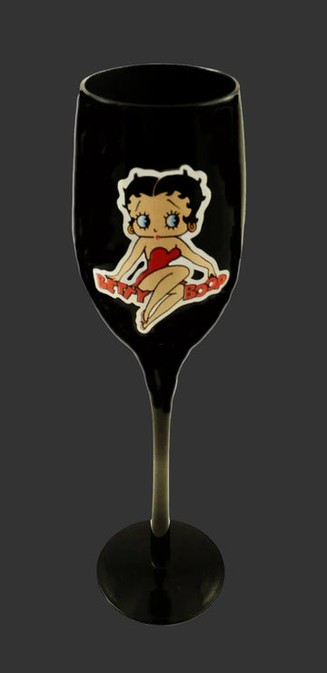 Sitting On Name Betty Boop Black Flute Glass