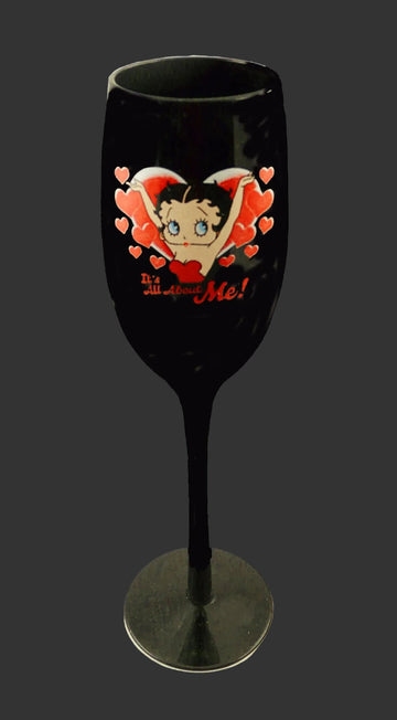 All ABout Me Betty Boop Black Flute Glass