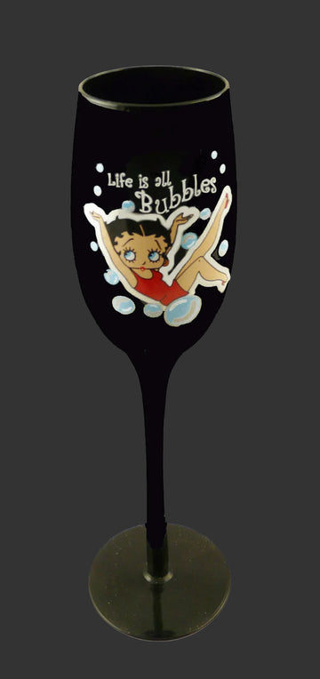 Life Is All About Bubbles Betty Boop Black Flute Glass