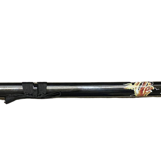Black sword with decorative handle on a white background