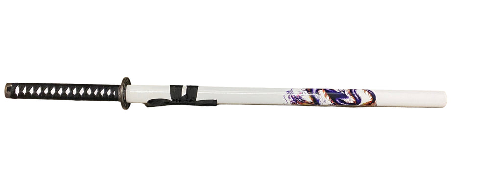 Sword with a decorative handle on a white background