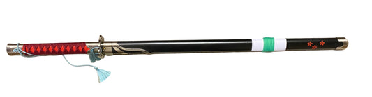 Sword with a red handle on a white background