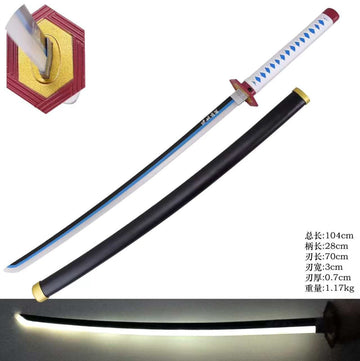 Giyu Tomioka Nichirin | Demon Slayer | Metal | Light Up | Katana Sword
