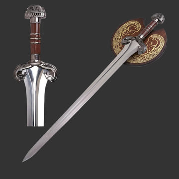 Decorative sword with detailed hilt on a white background