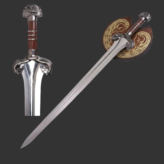 Decorative sword with detailed hilt on a white background