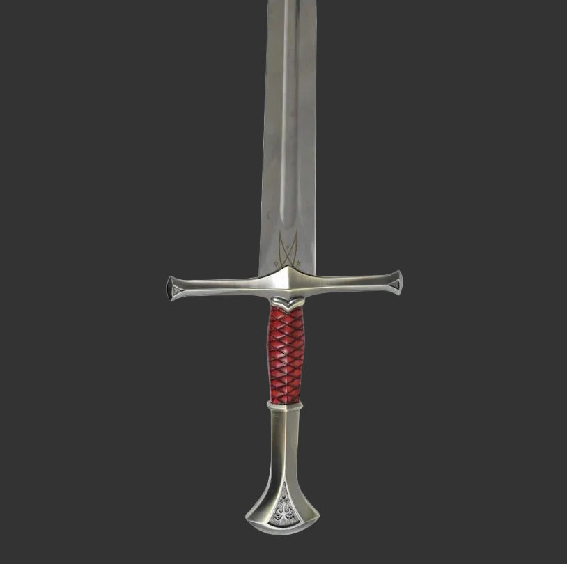 Sword with red hilt on a white background