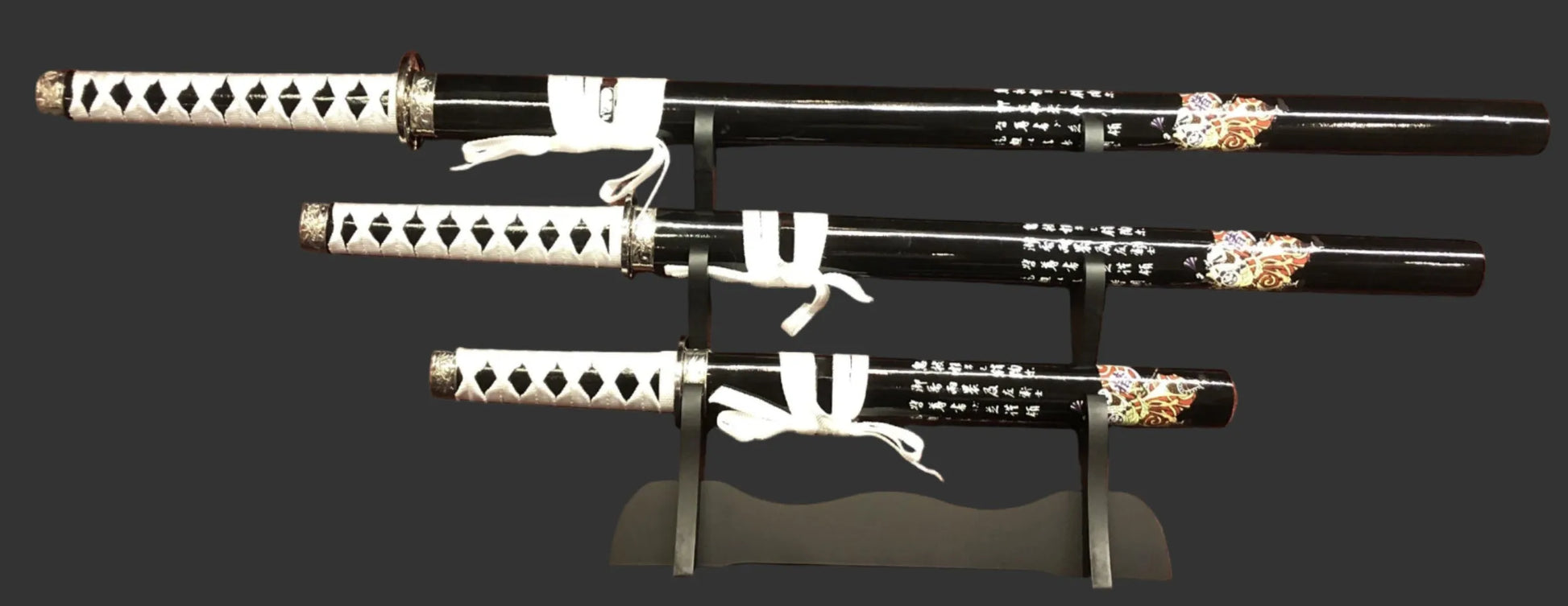 Black & White Dragon Samurai Sword Set