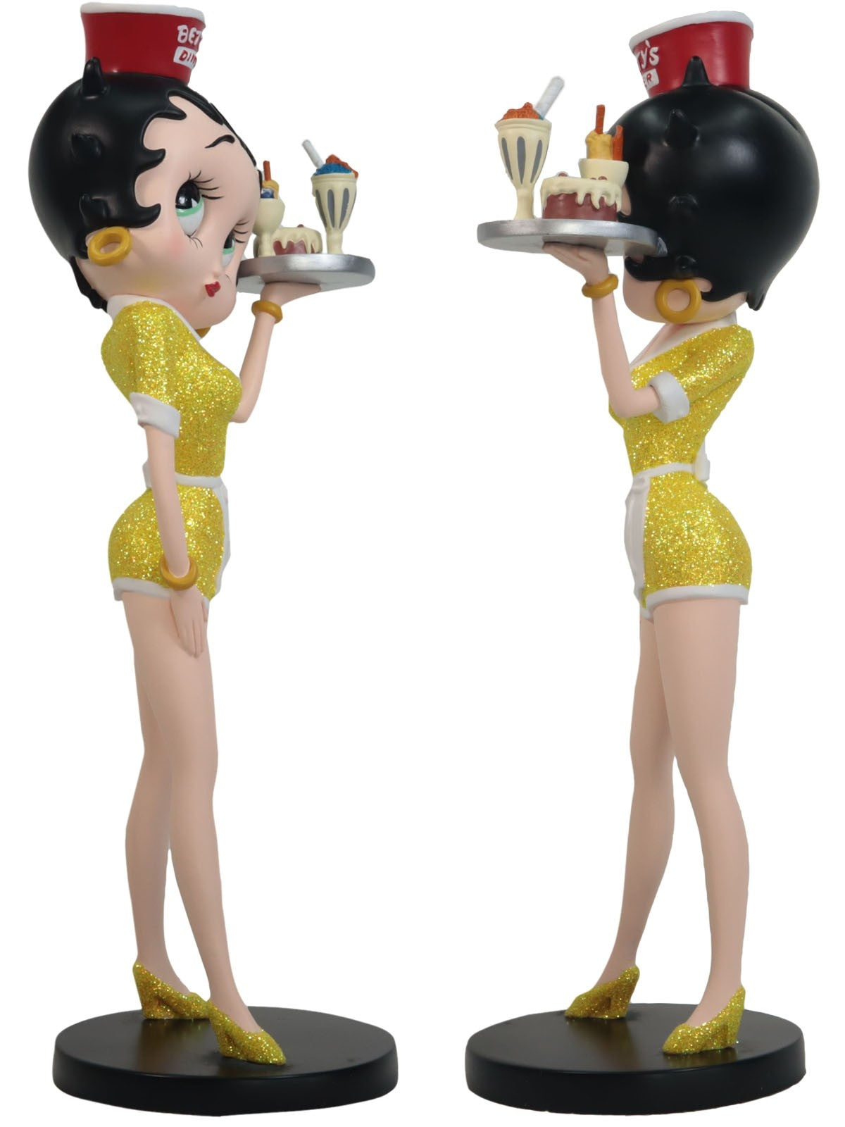 Betty Boop Figurine | Yellow Glitter Diner Waitress