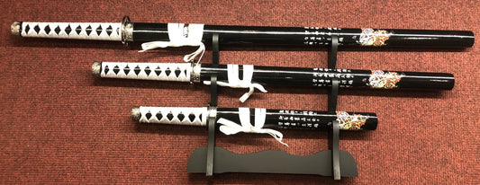 Black & White Dragon Samurai Sword Set
