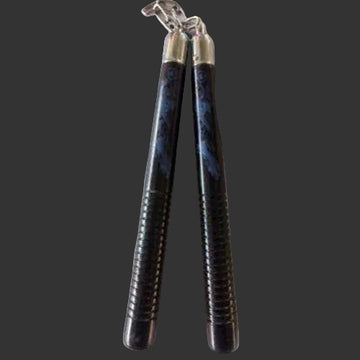 Plain Black with Blue Dragon Wood Nunchucks