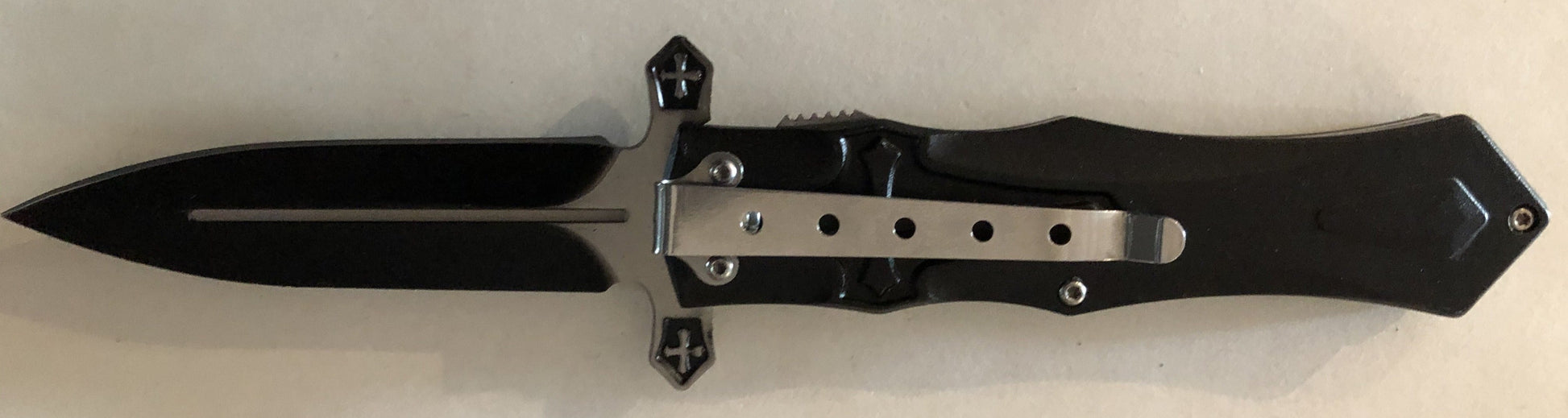 Crucifix Symbol Lock Knife