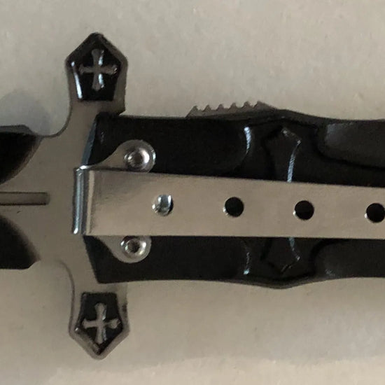 Crucifix Symbol Lock Knife