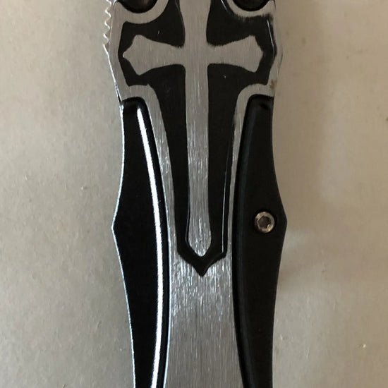 Crucifix Symbol Lock Knife