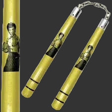 Gold Bruce Lee Wood Nunchucks