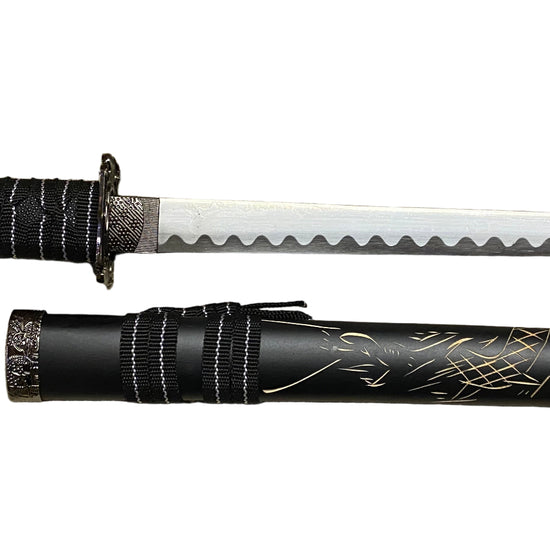 Sword with black sheath on a white background