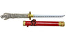 Decorative sword with red sheath on a white background